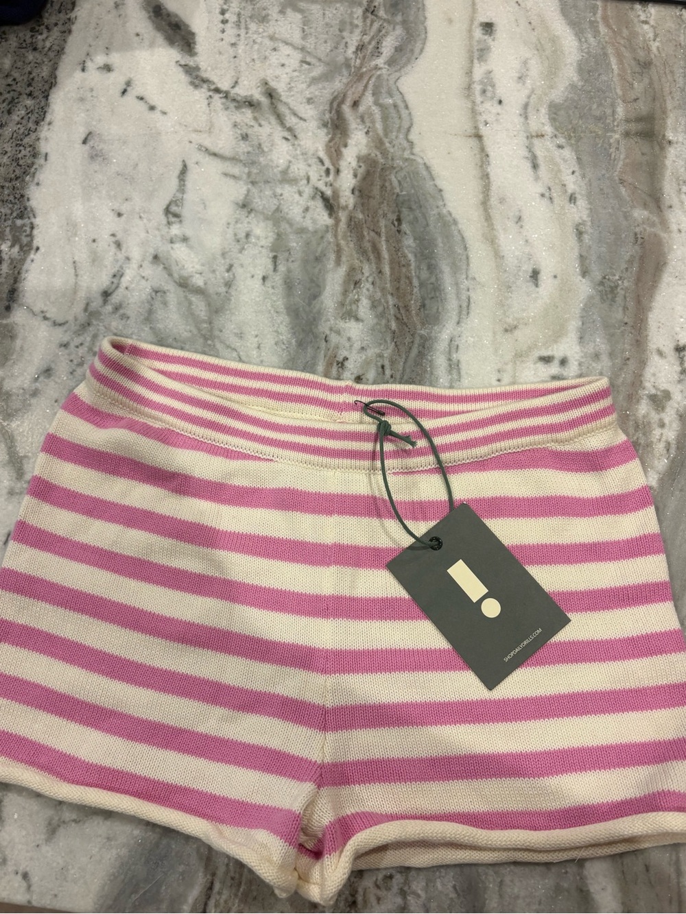 DAILY DRILLS NWT Beach Knit Mini Shorts - Pink & Cream Stripe XS/S - Picture 5 of 6